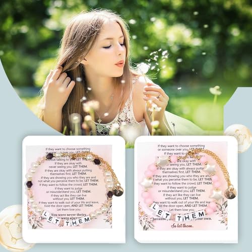 Let Them Colorful Lettering Beaded Bracelets for Women, Self Worth Motivational Stainless Steel Inspirational Chain Energy Friendship Bracelet Jewelry Gift for Sorority Sisters Friends2