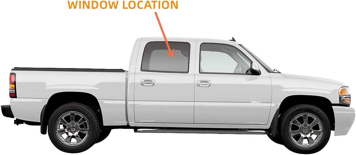 Passenger/Right Side Rear Door Window Glass Replacement For GMC Sierra Chevrolet Silverado 4 Door Crew Cab 2001-2006