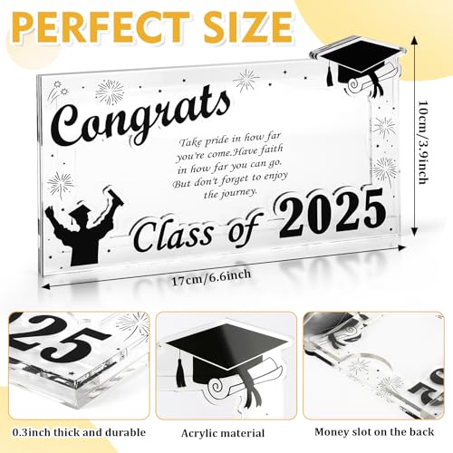Image of 2025 Graduation Money Holder,Acrylic Graduation Gifts Money Cards Envelope Wallet Gifts for Graduates, High School,Graduation Party Favor Supplies