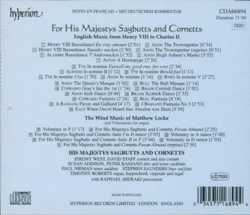 Miniatura 2 de For His Majestys Sagbutts and Cornetts English Music from Henry VIII to Charles II