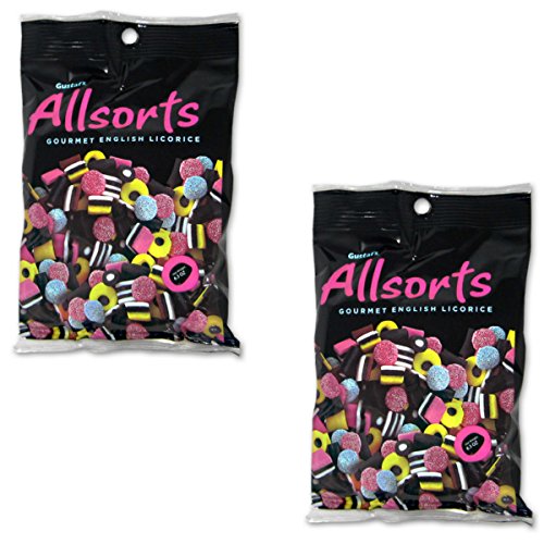 Gustaf's Allsorts Gourmet English Licorice - 2 Pack - 6.3 oz Retail Bags - Natural Color and Flavors