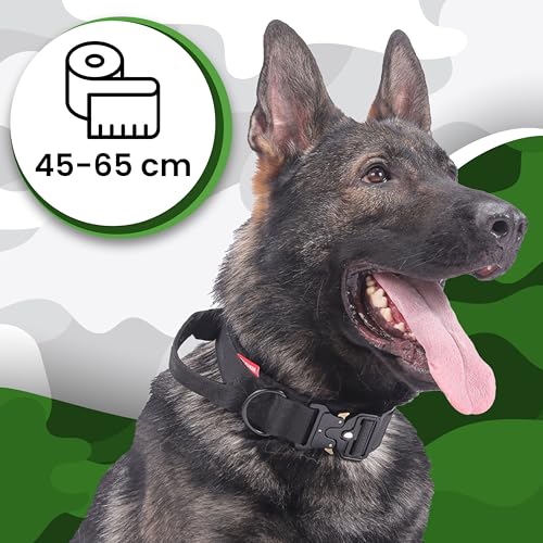 Retoo Taktisches Hundehalsband Für Große Hunde 45–65 cm, Verstellbar, 45 mm Breit, Mit Metallschnalle & Zuggriff, Reißfestes Gurtband, XL Quick Release