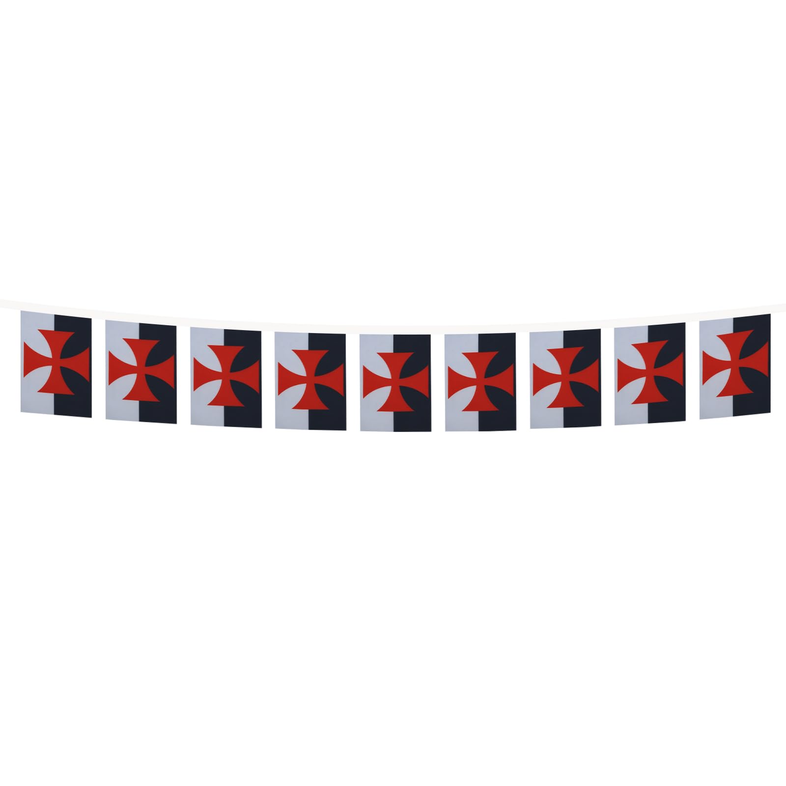 Bandiera AZ FLAG Beauceant Cavalieri Templari | 45x30 Cm In Poliestere 100D Con Cordicelle | Bandierina Ordine Del Tempio
