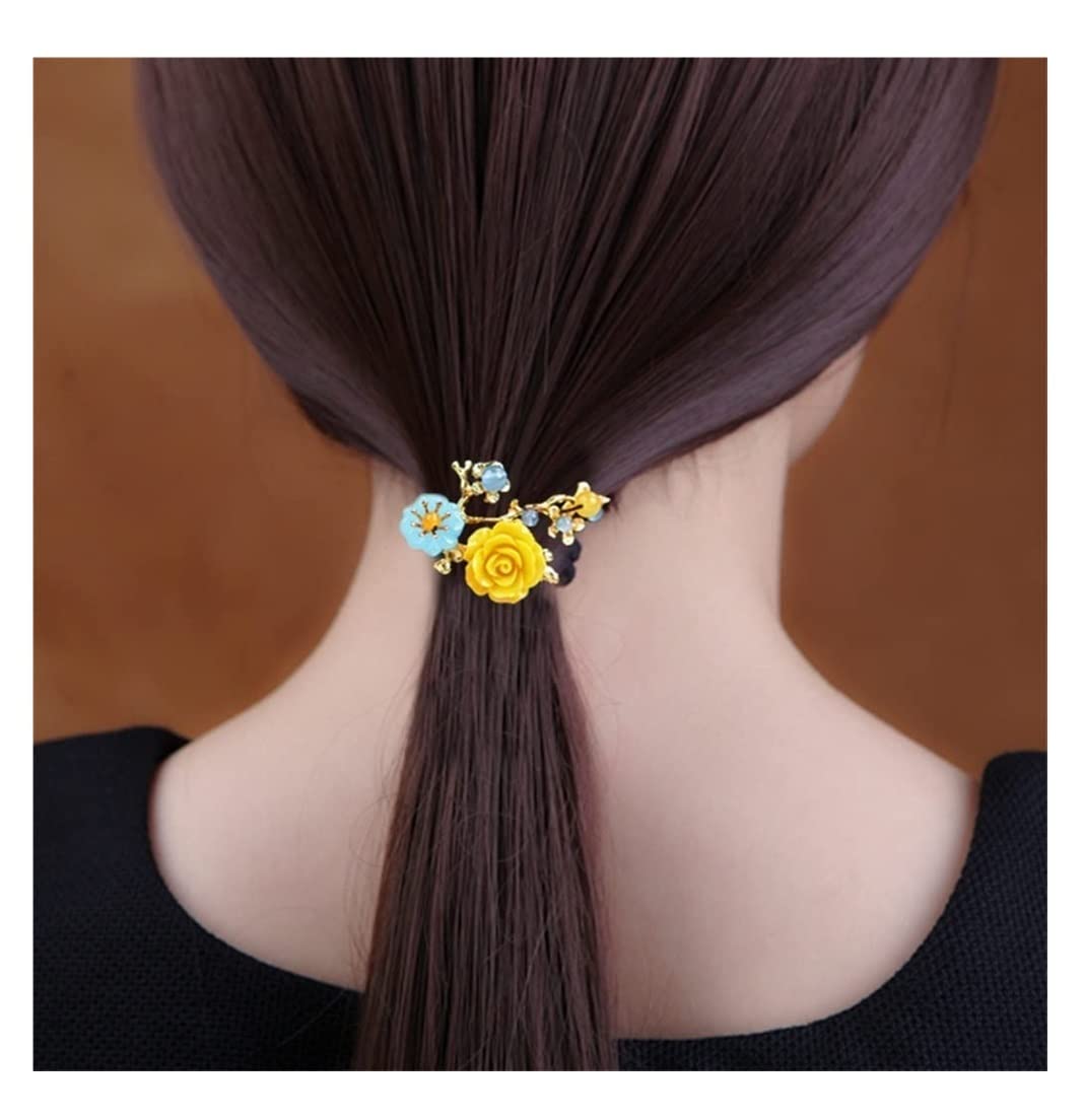 Miękkie Gumki Włosów Fashion Flower Hair Scrunchies Bransoletka Z Koralikami Opaski Do Włosów Dla Kobiet Dziewczyn Akcesoria