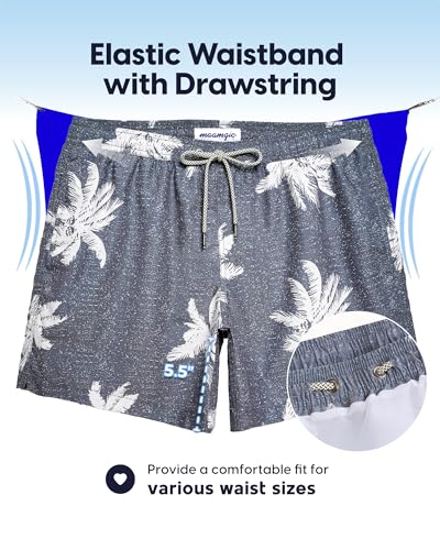 Image of maamgic Mens Swim Trunks 5 Inch with Mesh Lining, Quick Dry Mens Bathing Suit, Swim Shorts for Swimming and Beach