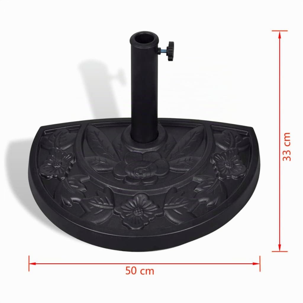 vidaXL Socle de Parasol Demi-Rond Résine