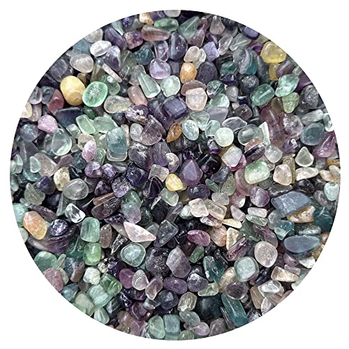 Image of GAF TREASURES 2 oz Lot Natural Semi Tumbled Rainbow Fluorite Gemstone Chips, Crushed Mini Crystals, Undrilled