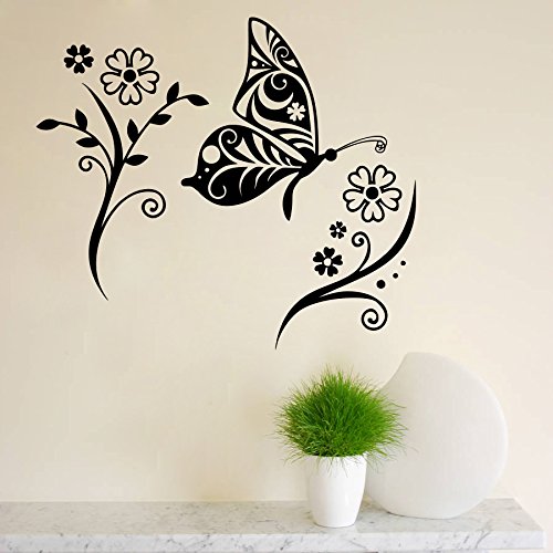 DECOR Kafe Decal Style Butterfly Wall Sticker Small Size-15*13 Inch - Black