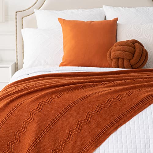 Battilo Home Caramel Throw Blanket For Couch, Orange Red Throw Blanket For Bed, Fall Decor Rust Red Fall Throw Blanket, 50"X60" #TOP5