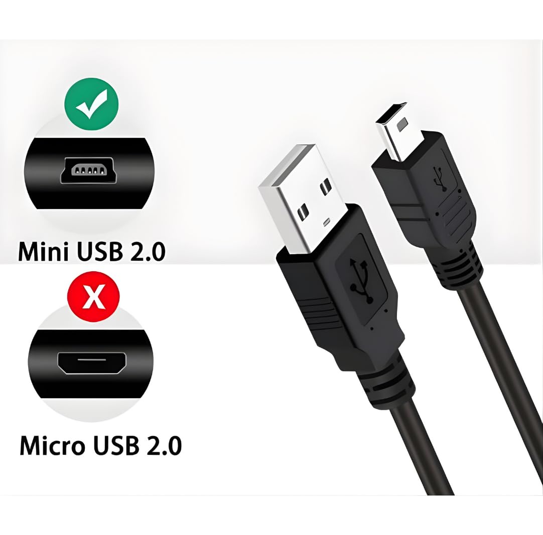 Rever Mini USB to Mini B Data Şarj Kablosu 5 Pin PS3 Oyun Kolu, Fotoğraf Makinesi Data Kablosu