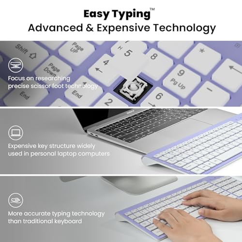 Image of cimetech Wireless Keyboard and Mouse Combo - Purple White