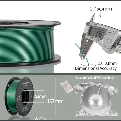 Image of TINMORRY Metallic PETG Filament 1.75mm, Rapid PETG 3D Printer Filament, PETG with a Rapid Flow Rate, Compatible with Bambu Lab FDM 3D Printer, 1KG 1 Spool, Metallic Midnight Green
