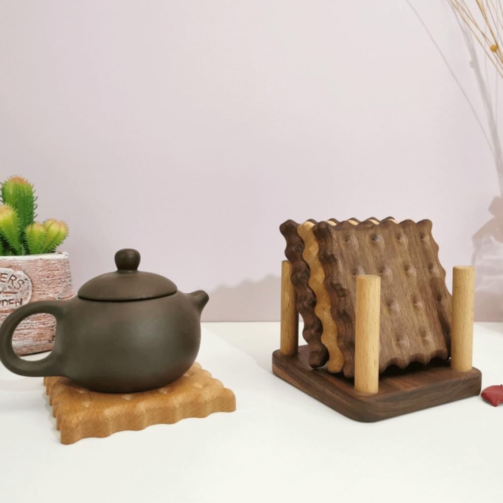 Exquisito Posavasos de madera, juego de posavasos cuadrados para bebidas, posavasos para la hora del almuerzo, adecuados para decoración de tazas y salas de estar Versatilidad