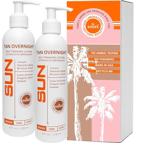 Sun Laboratories Tan Overnight Self-Tanning Body Lotion and Face Lotion - Sunless, Odorless,...