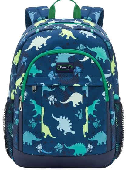 Image of Frantic Waterproof Polyester 35 L School Backpack With Pencil /Staionery Pouch School Bag Class 1 to 8 Daypack Picnic Bag For School Going Boys & Girls(RR Blue Dino Safari)