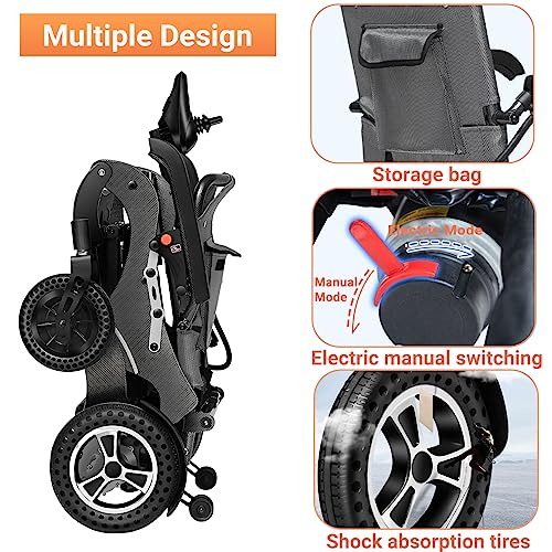 Nixlift Foldable Electric Wheelchair For Seniors - All Terrain, Ultra Lightweight, Two Powerful Motors, Liftable Armrests, 10Ah Battery, Airline Approved #TOP3