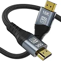 CABLEDECONN Cabo HDMI 2.2 16K de alta velocidade 96Gbps 12Bit 16K @60Hz 8K @240Hz 4K @480Hz trançado banhado a ouro UHD HDR suporta conexão HDMI HDCP 3D compatível com monitor PS5 TV (1 m)