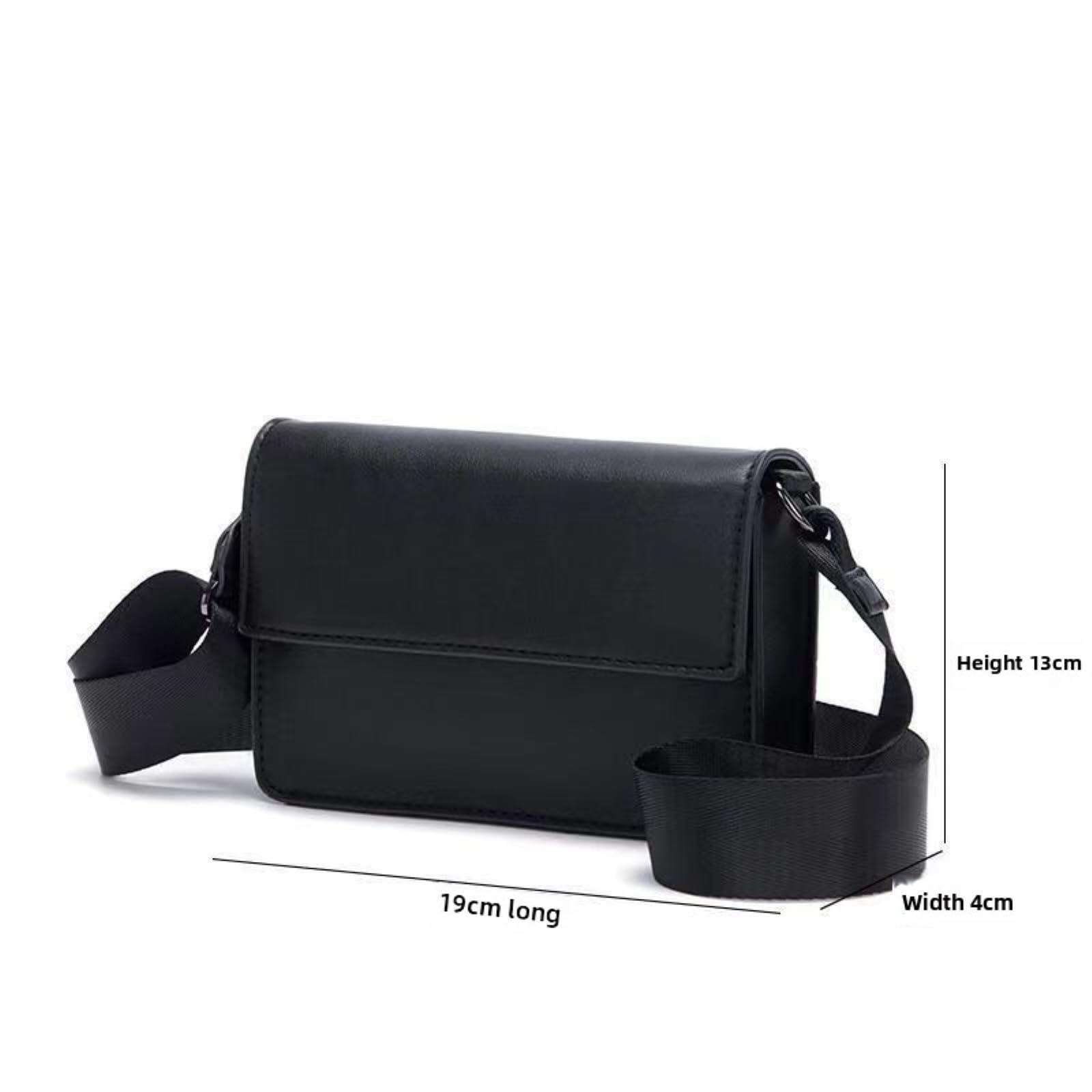 Borsa A Tracolla Donne Flap Crossbody Spalla Rettangolare Regolabile Wide Strap Casual Giornaliera-Black