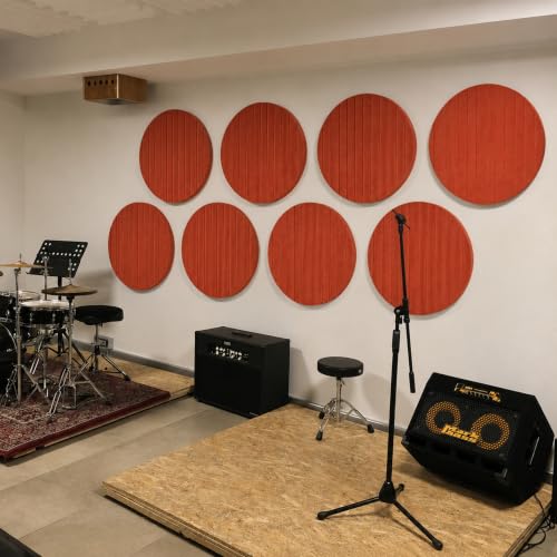 Image of MMT Acoustix Circle Felt Acoustic Wall Panel | Sound Proofing for Room |Premium Acoustic Panel |Pin Board for Wall |Sound Absorbing Panels | Circle Felt Acoustic Wall Panel |Rust| 60 x 60 cm | 4 Pcs