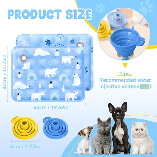 ITJMRJP Kühlmatte Hund Katze 2 Stück Kühlmatte für Hunde 40 x 50cm Hundekühlmatte Selbstkühlend Waschbar Hunde Kühldecke für Hund Klein und Katzen Dog Cooling Mat(C)