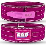 RAD Lever Weight Lifting Gym Belt for Men & Women, Size 35 Inches, Pink, Leather, 4 Inch Width, 10MM Thickness, Powerlifting & Weightlifting