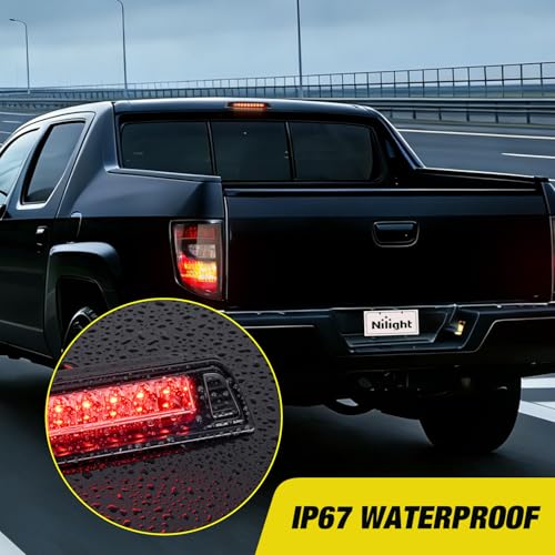 Image of Nilight Third Brake Light Tail High Mount 3rd Stop Lights Smoked Lens Compatible with Ridgeline 2006 2005 2006 2007 2008 2009 2010 2011 2012 2013 2014 Truck Rear Center Cab Lamp