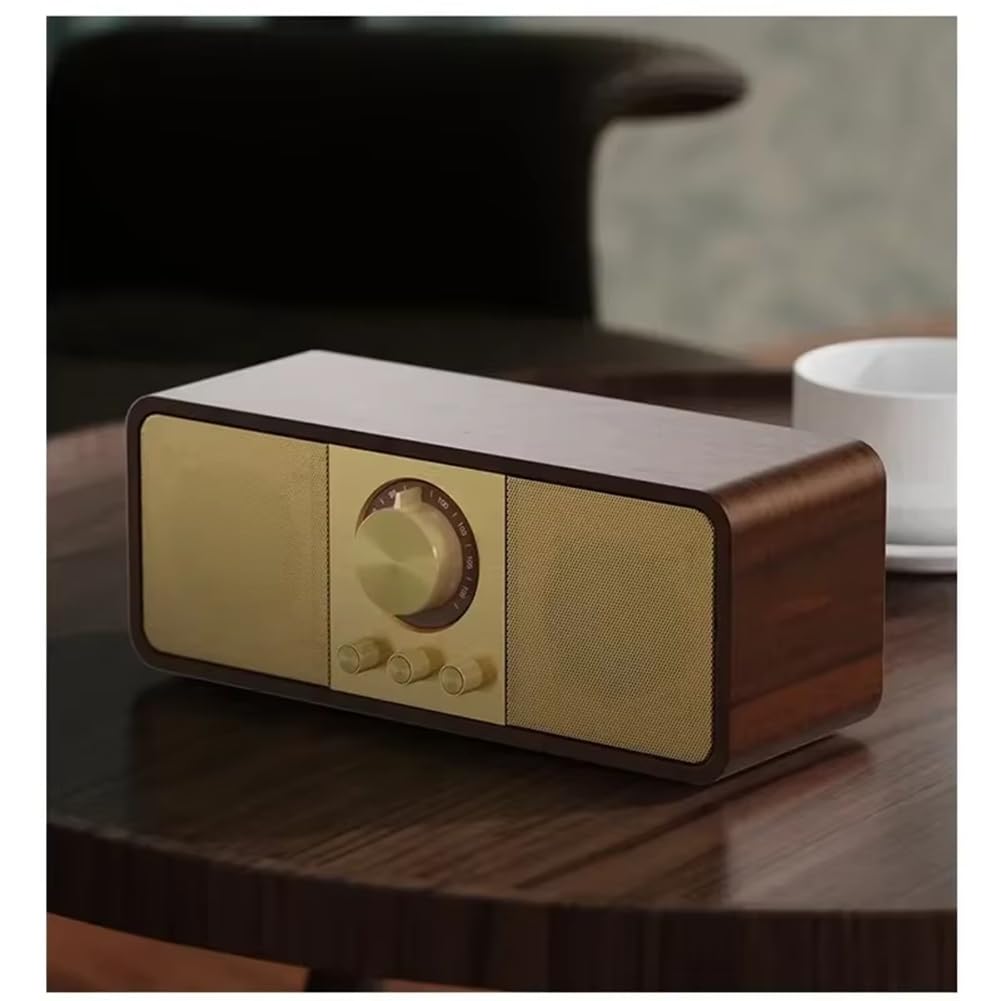 Radio FM Portable Rétro en Bois, Récepteur sans, Stéréo Hi-FI, Haut-Parleurs Bluetooth, Support Carte TF/Disque Auxiliaire A