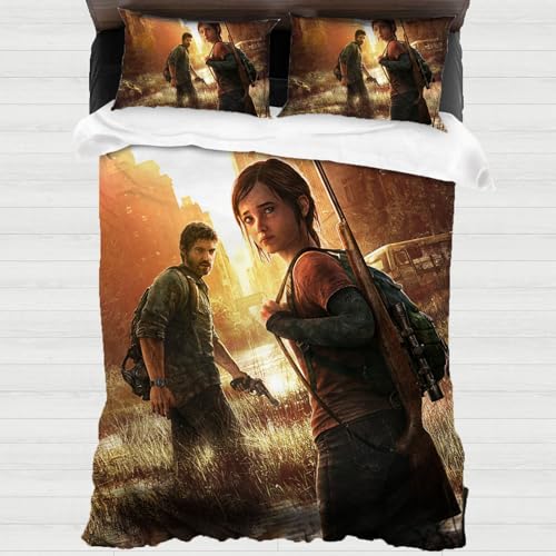 XYOK 3D Druck Ellie Bettwäsche The Last of Us Kinder Bettbezüge + 2 Kissenbezug Junge und Mädchen Geschenke Bettwäsche-Sets (Last, Single 135x200)