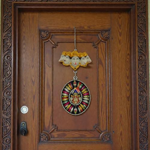 Image of panchmukhi Hanuman for Door Entrance | Hanuman Ji Idol | Figurines Sculpture Bajrang Bali Idol (18 x 10 cm) - (White Gold)
