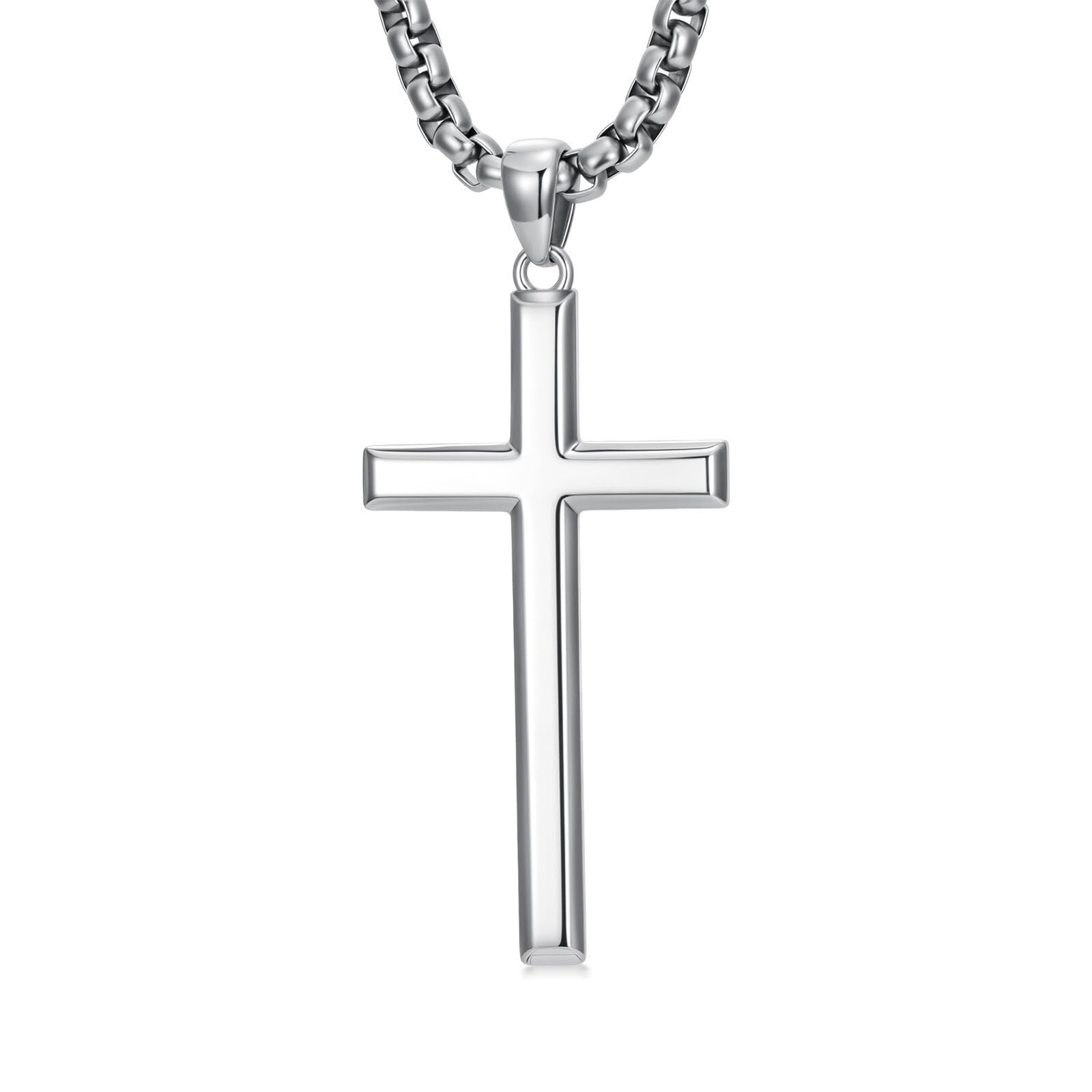 Kreuz Kette Herren 925 Silber Anhänger mit Edelstahlkette Christliches Schmuck Geschenk