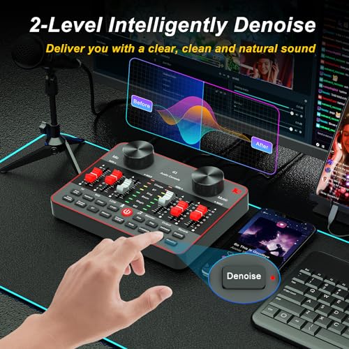 Image of Podcast Equipment Bundle with 2 Microphones, Audio Mixer Podcast Microphone Bundle studio,Audio interface with Voice Change,Podcast Recording,PC,Smartphone, (G1-E300-2MICS)