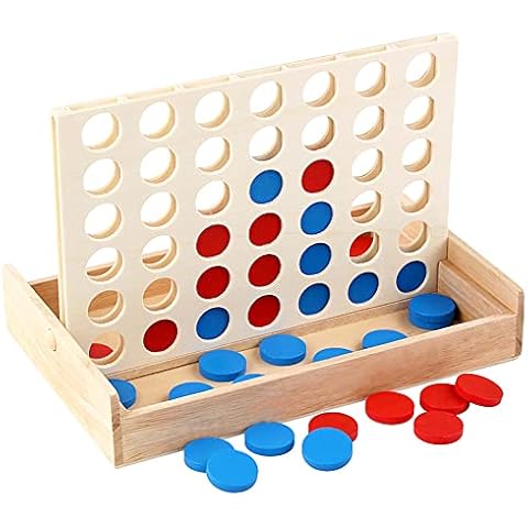 VingaHouse Wooden Line Up 4 Educational Board Game Toys 4 In a Line Classic Fun Educational Family Games Four In a Row for Kids Children over 3 years old Cover