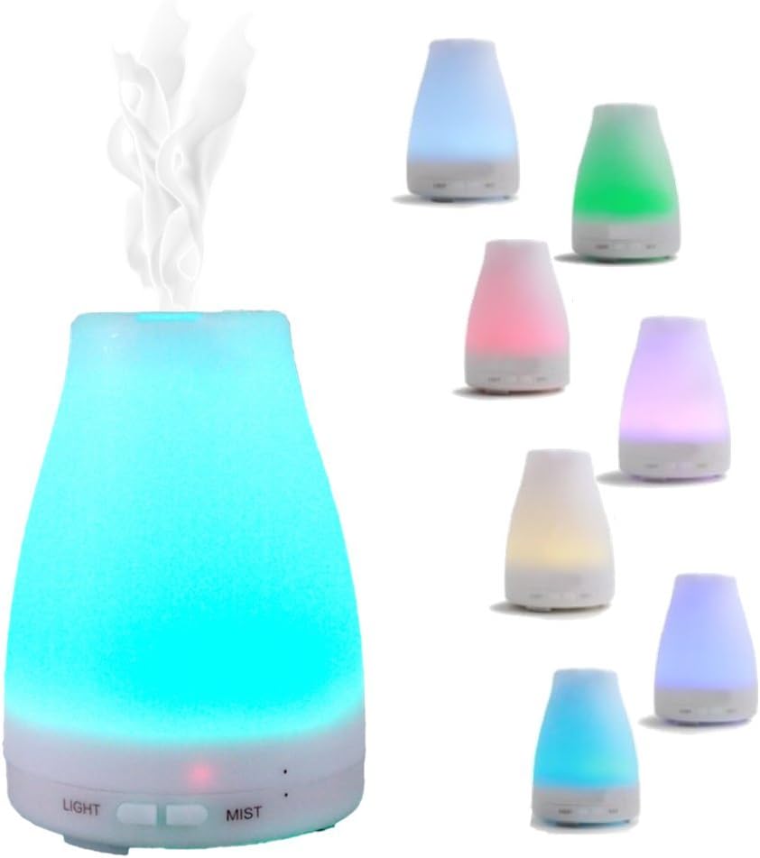 Essential Oil Diffuser, 120ml Ultrasonic Cool Mist Humidifier Aromatherapy with Multi Color LED Lights Changing Automatically for Home Office Bedroom Room,Best Gifts for her Women