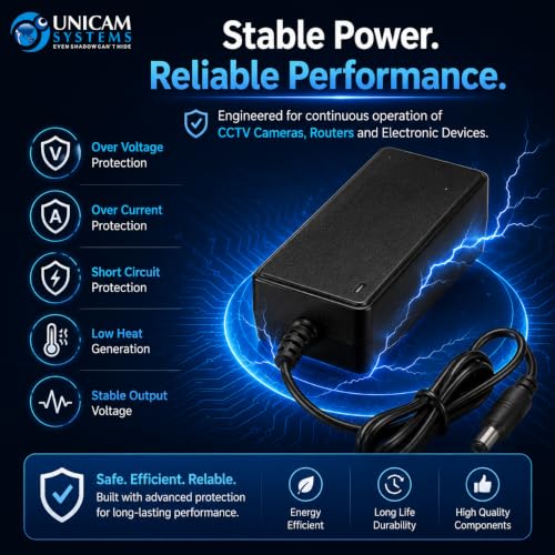 Image of 12V 2A Power Adapter for CCTV Camera, DVR, NVR, WiFi Router, Set Top Box, LED Strip Light, Motor, Car & Bike Toys | 100-240V AC Input | Black