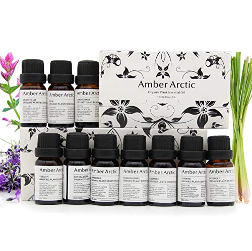 Top 10 Essential Oils Set, 100% Pure Natural Aromatherapy Essential Oil Gift Set(Jasmine, Vetiver,Chamomile, Sandalwood, Frankincense, Rose, Lavender, Rosemary, Lemongrass, Grapefruit)