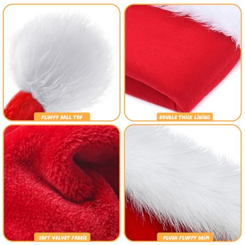 TCJJ Christmas Hats for Adults, Santa Hat Unisex Holiday Red Velvet Double Layer Comfort Xmas Hat for New Year Festive Party - Image 2