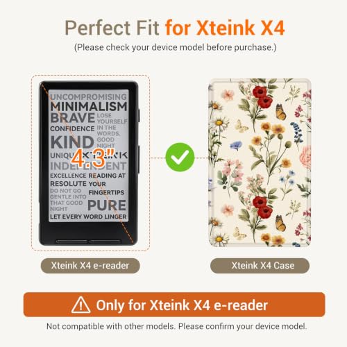 Image of CoBak Magnetic Case for XTEINK X4, Ultra-Lightweight Protective Cover for Xteink X4 E-Reader, Secure Magnetic Attachment(Classical Flowers)