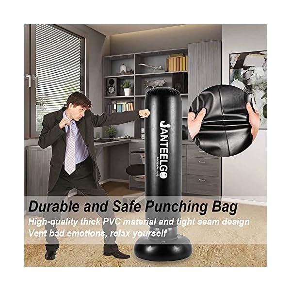 Inflatable Punching Bag - GEMGO 59 Inch Boxing Bag with Stand for Adults|Kids - Boxing Equipment for Practicing|Taekwondo|Karate Muay Thai|Martial Arts