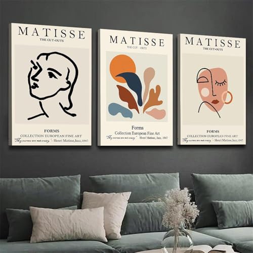 Tableaux abstraits modernes visages CAOXTART triptyque minimaliste zen pour grand mur salon - 2