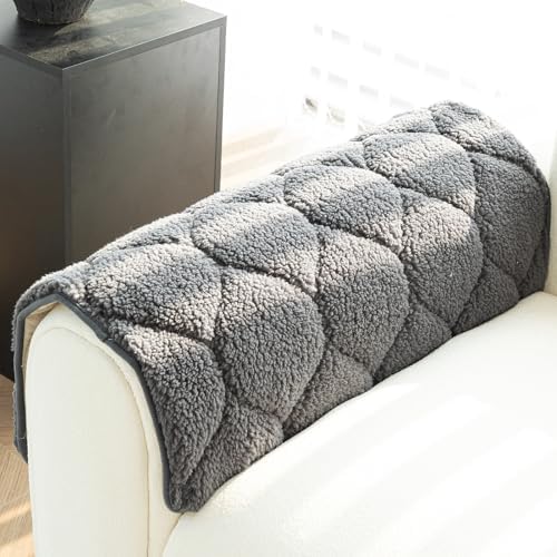 Amazon.com: vctops 2 Packs Sherpa Fleece Couch Arm Cover, Anti Slip Arm ...