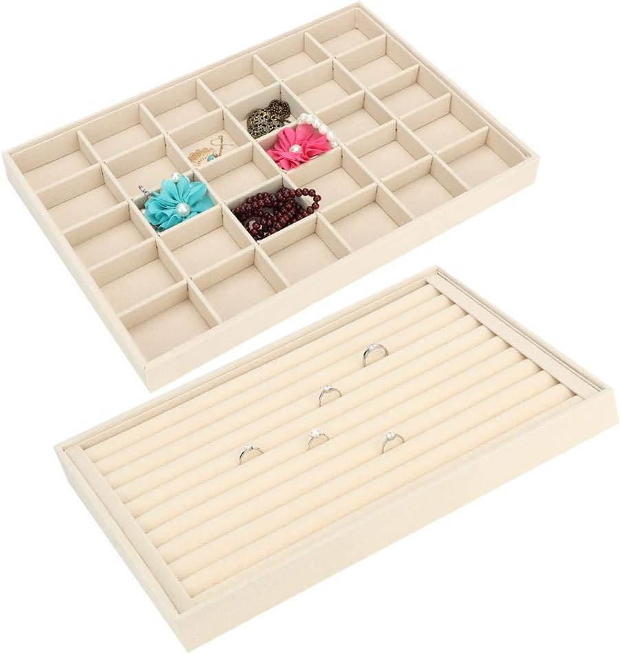 Clina Jewelry Box Storage Case for Jewelry Rings Earrings Necklaces Earrings Jewelery Jewelry Organizer Ring Earrings Necklace Display Box Tray Velvet Storage(bandeja de anillo)