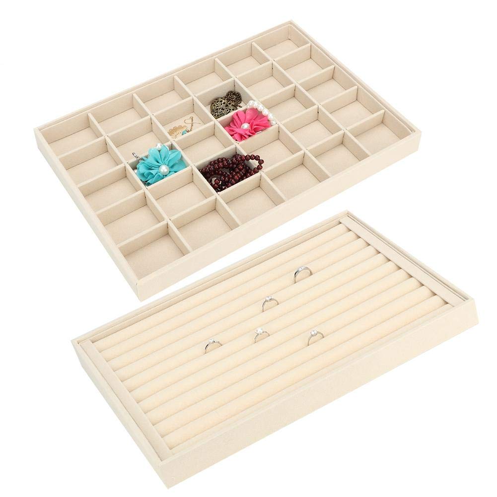 Clina Jewelry Box Storage Case for Jewelry Rings Earrings Necklaces Earrings Jewelery Jewelry Organizer Ring Earrings Necklace Display Box Tray Velvet Storage(bandeja de anillo)