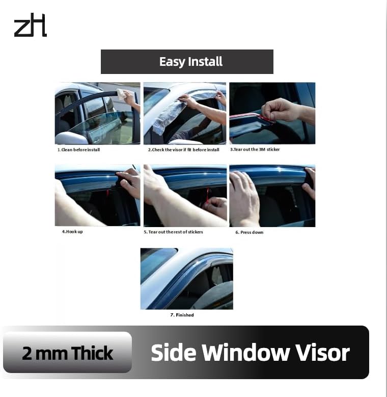 Miniatura 6 de Compatible con Toyota Corolla 1998 1999 2000 2001 2002 - Juego de visera acrílica segura para ventana, protección contra el sol, la lluvia y la