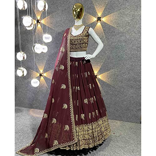 Image of DhrishafashionWOMEN'S Georgette Semi-Stiched lehnga (SF-ver12no Purple1 Free Size)