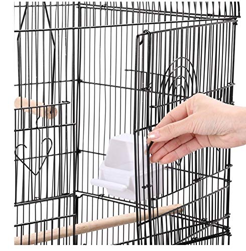 Cage à Oiseaux, Mangeoires perchoirs, avec Rangement, Plateau excrément Amovible, Cage pour Petits canaris, (Noir)