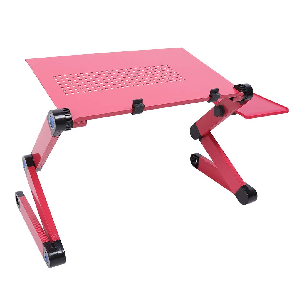 Annadue Escritorio Plegable para Computadora, Mesa para Computadora Portátil con Soporte para Mouse, Escritorio de Cama para Disipación de Calor, para Portátil para Uso Doméstico (Rosa roja)