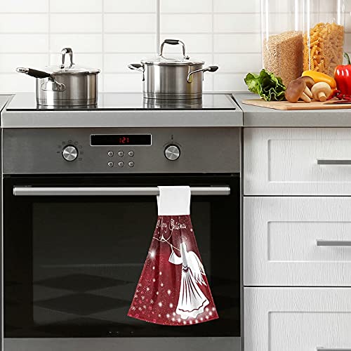 Kocoart Christmas Angel Kitchen Towels Merry Xmas Hanging Hand Towel For Bathroom With Loop, Soft Absorbent Coral Velvet Fingertip Dish Tie Towel Oven Handle Towel Set Of 2 #TOP4