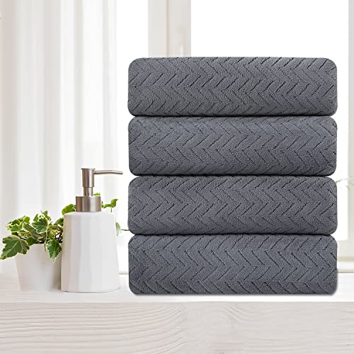 4 Pack Large Bath Towels Set 35"X70" Grey Oversized Bath Sheet Chair Towels, 600 Gsm Ultra Soft & Absorbent Towels For Bathroom, Quick Dry Towel For Gym Hotel Camp Pool #TOP7
