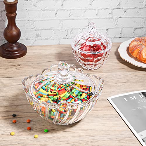 Comsaf Large Glass Candy Dish With Lid, Clear Covered Candy Bowl, Crystal Candy Jar For Home Kitchen Office Table,Birthday Gift, Set Of 1 #TOP1