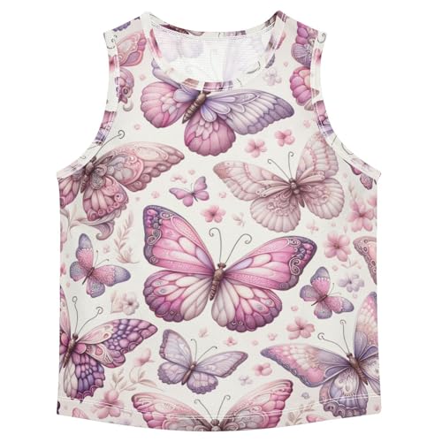 susiyo Butterfly Pink Pattern Boys Sleeveless Tank Top Girls Athletic T Shirt